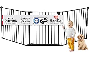 BabyDan Flex L, 90-223 cm, Treppenschutzgitter/Raumteiler, Schwarz, Made in Denmark - Babygitter/Schutzgitter (Haustierschutzgitter/Hundeabsperrgitter/Hundelaufstall)