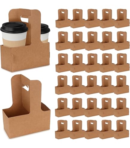 Portabicchieri Da Asporto Per Caffè - Cestino In Cartone Con 4 Posti Per Cappuccino E Americano, Bianco - Foto 10