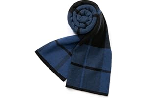 Villand Australischer Merinowolle Tartan Strickschal für Herren, karierte Winterwarme dicke weiche Halsbekleidung mit Geschenkbox, 180 × 30 cm
