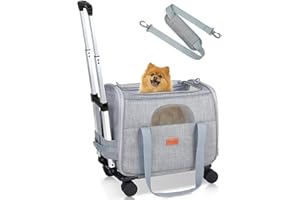 Morpilot Transporttasche für Katze mit Rollen, Faltbarer Katzentransportbox Hundetragetasche Transportbox Hund mit Trolley für kleine Hunde
