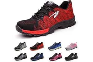 SNUGNAP Zapatos de Seguridad Hombre Mujer Trabajo Punta de Acero Calzado de Seguridad Deportivo Ligeros Zapatillas de Seguridad Transpirable Comodo Negro Azul Gris 35-48 EU