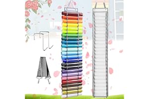 Begpoee Porta Rotolo in Vinile, Organizer in Vinile, Supporto per Rotolo in Vinile, Organizzatore da Parete, Con 24 Scomparti, Per Conservare Carta da Regalo e Disegni di Progettazione(Grigio)