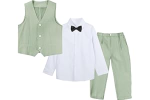 LOLANTA Costume de Cérémonie 4 pièces pour Garçon, Ensemble de Gilets, Vêtements d'occasion pour Les fêtes d'anniversaire et de Mariage des Enfants 2-13 Ans