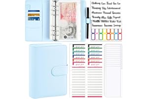 TOMONEED Budget Binder Money Saving Wallet - A6 Money Wallets Budget Planner with Cash Envelopes Cash Binder for Trips and Diary (Blue)