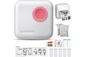 CARSEATTY Mini Thermal Printer, Mini Sticker Printer, Mini Printer for Iphone and Android, Compatible with Android and IOS, Portable Inkless Pocket Printer for Printing Photos, Study, Sticky Notes (C33 Pink)