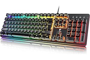 ‎TECURS TECURS Gaming Tastatur - PC Tastatur mit Kabel RGB-Beleuchtung Programmierbare, Multi-Media Bedienelemente, IP32 Wasserdicht/Staubdicht, Gaming Keyboard für PC/Laptop/PS4/PS5