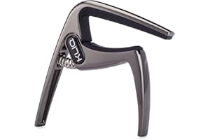KLIQ MUSIC GEAR KLIQ K-PO Guitar Capo for 6 String Acoustic and Electric Guitars | Trigger Style for a Quick Change, Black Chrome