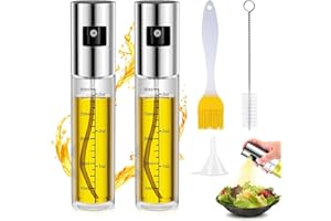 AMBOLIO Spray huile cuisine, Spray d'huile Renforcé 2 Pièces, Spray huile de cuisine en acier inoxydable 100 ml, Accessoires air fryer, Pulverisateur Huile Cuisine pour Cooking,Cuisson