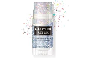 NewBang White Body Glitter Stick, Mermaid Sequins Face Glitter Gel, Holographic Chunky Glitter Face Paint for Singer Concerts Music Festival Rave Hair Accessories Sparkling Glitter Makeup for Women-07