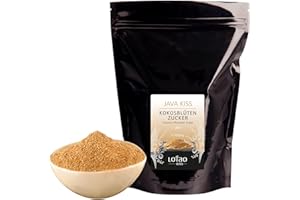 ‎LOTAO Nachhaltig: Lotao Java Kiss Kokosblütenzucker Bio (1000 g) | Sanftes Karamell-Aroma | 100% unraffiniertem Rohzucker aus Kokosblüten | Brauner Zucker in verschließbarem Beutel für Backen, Tee, Kaffee