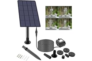 JOPWUE Fontaine solaire pour bain d'oiseaux, pompe à eau solaire de 2,5 W avec 4 buses et cordon d'alimentation de 3 m, pour petit étang, fontaine, bain d'oiseaux, jardin (2,5 W)