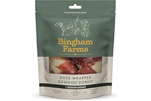 NATURES DELI Bingham Farms Duck Wrapped Rawhide Donut Dog Treat - Dental Chew, Nutritious, Natural Flavour, High Protein - 75 g