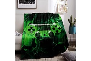 ‎HZVRTN HZVRTN Grüne Spielkonsole Decke 150 x 200 cm, passende Decke für Teenager, Jungen und Mädchen, Moderne Bett- und Sofadecke mit Spielkonsolenmuster