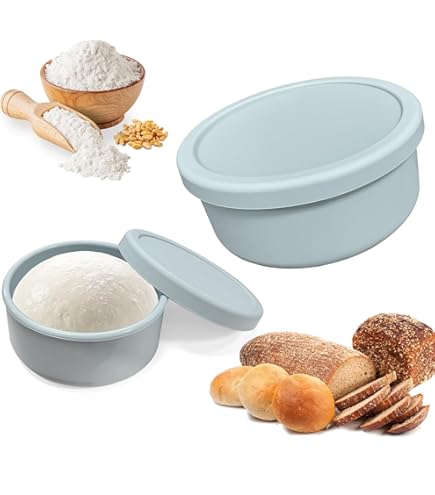 HOTOOLME Pizzaballenbox mit Deckel 4er Set PizzaBox aus antihaftendem Silikon Pizza teig Box gären und verarbeiten Gärbox für Pizzateig Box Teigballenbox Pizza Zubehör pizzateigbehälter