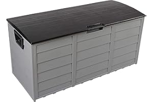 1 Click Buy Outdoor Waterproof Plastic Garden Storage Deck Lockable Lid Container Box Chest Shed 290 Litre (Black)