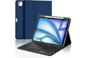JADEMALL Clavier avec Trackpad pour iPad Air 13 Pouces M2/M3 2024/2025, Coque avec AZERTY Clavier avec Pavé Tactile pour iPad Air 13, Détachable sans Fil Clavier avec Porte-Crayon, Bleu