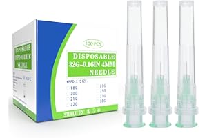 GESANGHUA 100pcs 32G 4MM Dispensing Stainless Steel Pipe Accessories for Scientific Labs, Measuring and Refilling, Individually Wrapped