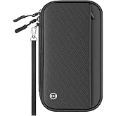 RFID Blocking Travel Document Holder, Family Passport Wallet | Waterproof Case for Cards Banknotes Phone with Zip and Strap f
