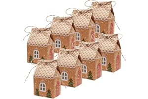 NUOSHEN 20 Pcs Christmas Tree Party Gift Boxes, Kraft Paper Candy Bags Gift Packaging Decor for Kids Girls Boys Birthday Christmas