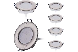HCFEI - IP44 LED Spot Encastrable Gris | Aussi pour Salle de Bains | 5W 230V | Lot de 6 Spots | Blanc Chaud 3000K