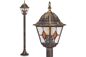 HOFSTEIN Lampa zewnętrzna Antibes, kandelabr, odlew aluminiowy w kolorze brązowym/złotym z przezroczystymi szybami, oświetlenie ścieżki 110cm, E27, IP44, bez żarówek