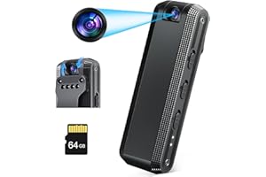 Lottsall 64GB Body Cam, HD 1080P Bodycam Körperkamera mit Nachtsicht, 180° Drehbarem Objektiv und Clip-Design, Body Kamera für Innen und Aussen Überwachung