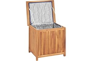 Festnight Auflagenbox Holz Garten Gartenbox Klein Kissenbox Kissentruhe Aufbewahrungsbox Gartentruhe Gerätebox Tischtruhe für Indoor und Outdoor 60x50x58 cm Massivholz Teak