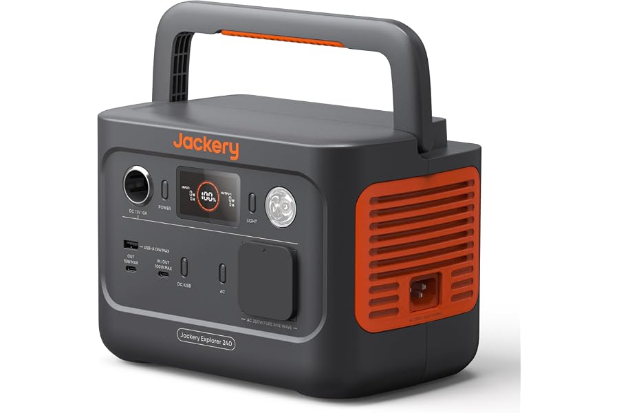 Jackery Explorer 240 v2, 256Wh Tragbare Powerstation - Generalüberholt | LiFePO4 Solargenerator mit 300W AC/100W USB-C A