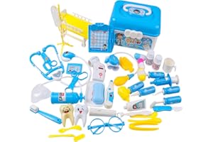 Umitive Valigetta Dottore Bambini, 39 Pezzi kit Dottoressa Bambina con Stetoscopio, Termometro, Valigetta Dentista, Medico Gioco Giochi di Ruolo Giocattolo per Ragazze e Ragazzi 3+ Anni