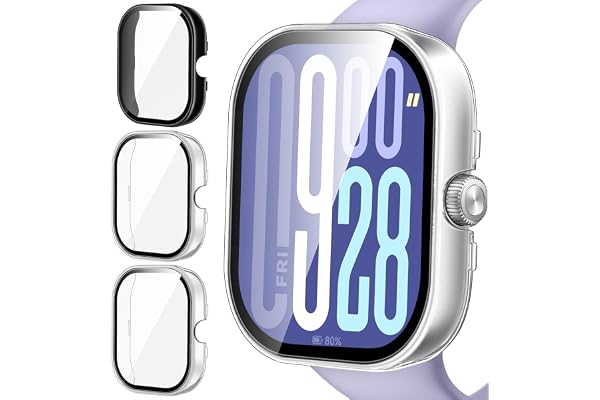 iVoler 3 stycken fodral med härdat glas för Xiaomi Redmi Watch 5/Redmi Watch 4, heltäckande hårt PC-fodral, HD klart skärmskydd mot repor, 2 transparent 1