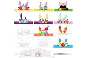 YOLOUP 24 Pezzi Lavoretti Creativi per Bambini Pasqua, Maschera da Colorare per Bambini, Orecchie Coniglio Maschere da Colorare, Idee Regalo per Pasqua, Regalini di Pasqua per Bambini