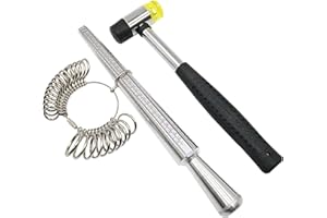 NIUPIKA Ring Mandrel Metal Ring Gauge Set con mazo de goma Herramienta de medición de anillo de martillo Tamaño del Reino Unido A-Z Herramientas para hacer joyas