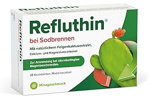 ‎REFLUTHIN Refluthin bei Sodbrennen | 48 Kautabletten mit Minzgeschmack| Medizinprodukt | Reflux - Beschwerden & Sodbrennen | neutralisiert überschüssige Magensäure | vegan & glutenfrei | Sodbrennen Tabletten
