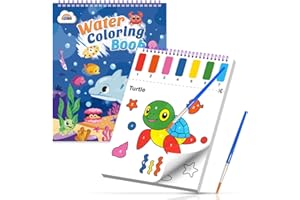ZMLM Pintura con Libros de Agua para Niños Pequeños con Pinceles, Regalo de Arte Artesanal Acuarelas Niños, Regalos de Cumpleaños Pintar por Numeros 3 4 5 6 7 8 años - Animales Marinos