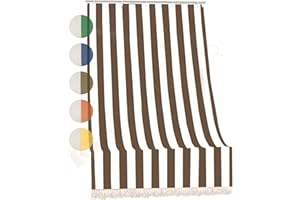 HOME TRESOR Tenda da Sole da Veranda e da Giardino in Tessuto Resistente, Ombreggiante, Idrorepellente, Protezione dai Raggi UV - Tenda a Caduta Fantasia Rigata (140x250 cm, Marrone)