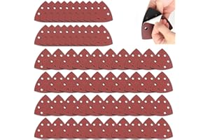 TRLREQ 60PCS Multi Tool Sanding Pads Kit | Dewalt Multi Tool Sanding Pads Compatible | 6-Hole Triangular Sandpaper 40-400 Grit for Wood, Metal & DIY | Anti-Clogging Multitool Sanding Pad