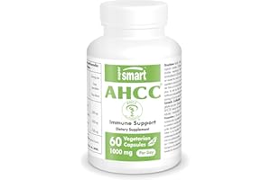 Shiitake (AHCC) - Rafforza il sistema immunitario - Estratto di micelio di Shiitake (Lentinus edodes) - 1000 mg - Senza glutine - Vegan - Non OGM - Supersmart