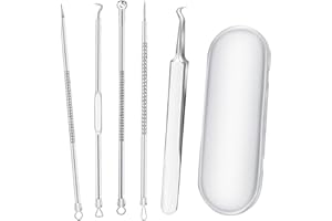 Smukdoo Blackhead Remover Tool Set, 5 PCS Curved Tweezer Blackhead Removal Tools, Pimple Spot Popper Removal Tool