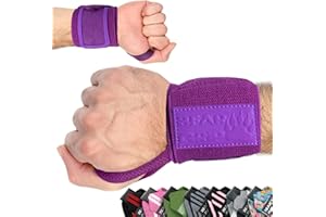 BEAR GRIP - Soporte para muñecas de levantamiento de pesas (Se venden en pares) (Morado)