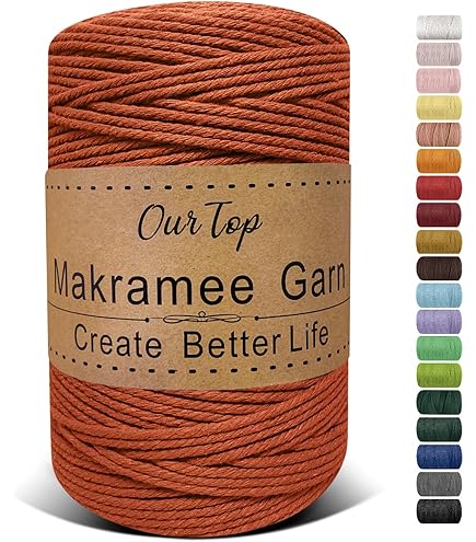 OurTop Premium macramégaren, 2 mm x 500 m voor macramé, koord, macramé koord, garen voor doe-het-zelf handwerk, wevendecoratie, plantenhanger
