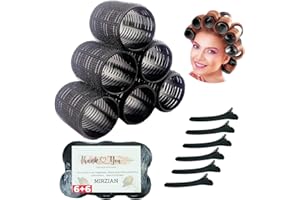 MIRZIAN 12 Pcs Hair Rollers with Clips – 6 Large 50mm Rollers & 6 Clips – Heatless Hair Curlers No Heat for Long & Short Hair – Self Grip Rollers for Hair Volume & Styling – Easy, Travel-Friendly