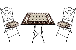 AXI Camilla Bistroset 3-teilig mit Mosaik Rot/Weiß | Bistrotisch mit 2 Stühlen | Bistro Gartenmöbel Set für Garten/Balkon/Terrasse | Balkonset/Sitzgruppe