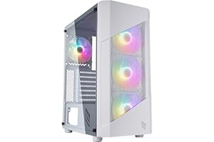 Noua Smash S10 White Case ATX PC Gaming 0.60MM SPCC 3*USB3.0/2.0 Frontale Mesh 4 Ventole Bianco RGB Rainbow Pannello Laterale in Vetro Temperato (AxPxL: 459x381x204 mm)