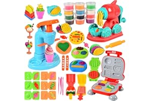 SCBOY 51-częściowy Zestaw Modeliny DIY - Maszyna Do Lodów, Makaronu, Burgerów - Akcesoria Do Gliny - Zabawki Prezent Dla Dziewczynki i Chłopca 3-12 Lat