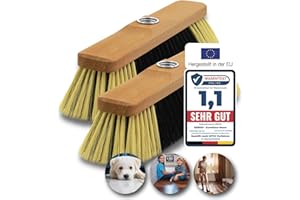 SIEESER 2 x Besenkopf aus Buchenholz - inkl. Metall-Schraubgewinde - robuster Zimmerbesen für innen - Stubenbesen aus Holz - ca. 30 cm breit - universell passend