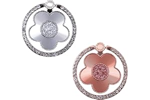 Silars Anillo Movil Soporte de Flor, 2 Piezas Soporte Movil de Metal Soporte de Dedo, Soporte de Dedo Universal de 180 Grados para Todos los Teléfonos Móviles (Oro Rosa + Plata)