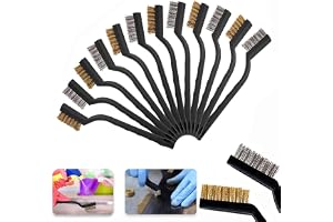 3 spazzole per filo metallico, setole in nylon/ottone/acciaio inossidabile, spazzola con impugnatura curva per la pulizia di ruggine, sporco, macchie di vernice e aree difficili