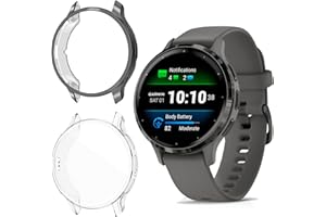 ToVioc [2 Stück] Hülle mit Schutzfolie Kompatibel mit Garmin Venu 3S, Anti-Kratzfest, Vollschutz Shell, Flexible TPU Schutzhülle für Garmin Venu 3S - Schwarz & Transparent