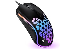 TECURS Mysz gamingowa do komputera, ultra lekka, 12000 DPI oświetlenie RGB 64 g, 7 programowalnych przycisków, dostosowywane profile gier, USB FPS, mysz przewodowa, ergonomiczna, do komputerów PC/Mac,