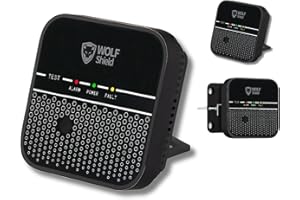 WOLF SHIELD Carbon Monoxide Detector 10 Year Sealed Battery Carbon Monoxide Alarm Free Standing |Portable Alarm|EN50291:2018 |No Display (Black)